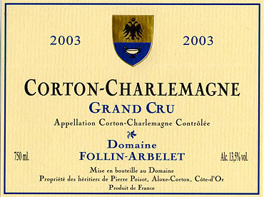 Ã©tiquette CORTON CHARLEMAGNE Grand Cru