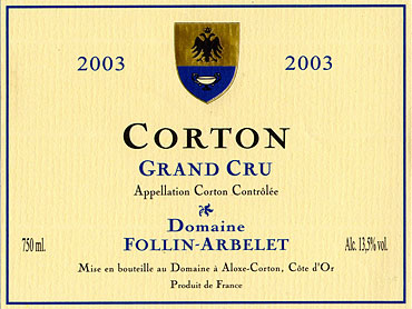 Ã©tiquette CORTON Grand Cru