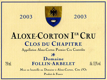 ALOXE-CORTON 1er Cru Â« Clos du Chapitre Â »
